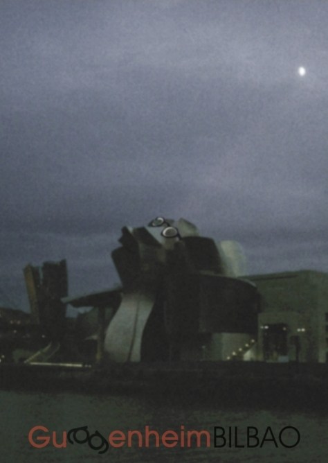 Un cartel a partir de una foto del Guggenheim Bilbao; le he puesto unas gafas sobre el atrio para que se vea una cara, y para que �sta vea el arcoriris de luna que se form� aquella tarde-noche que ca�a sirimiri.