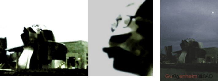 Unas gafas sobre el edificio muestran un rostro donde antes s�lo habr�a sinuosas caras de titanio.