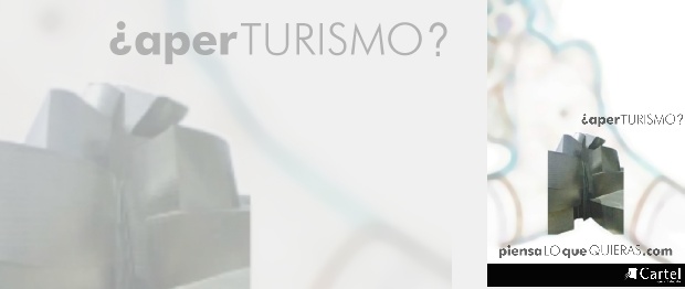 La silueta de una mujer desnuda descontextualiza una imagen del Guggenheim para mostrarla como una entrepierna femenina.