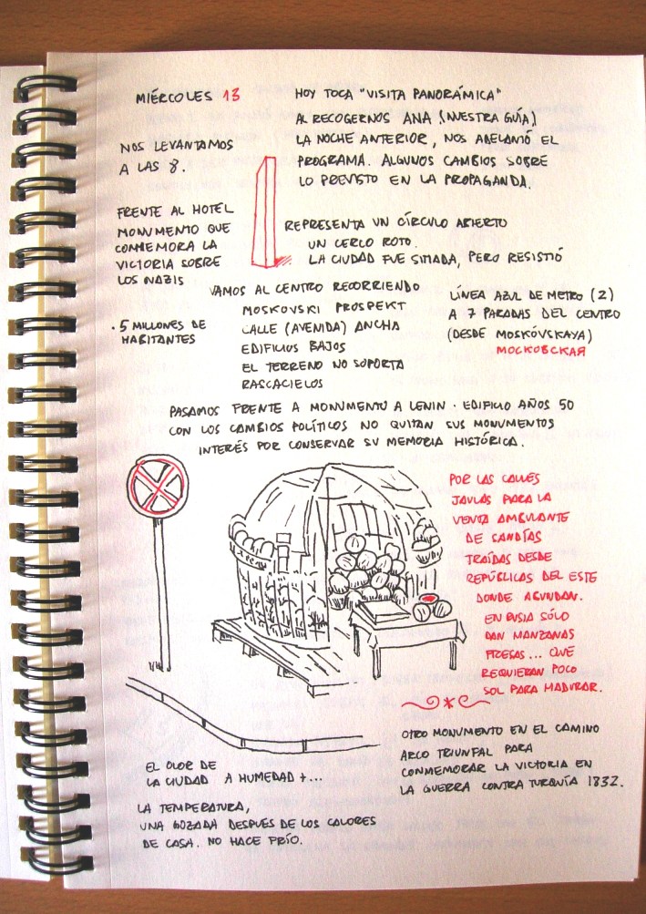 Las primeras impresiones de San Petersburgo, sus monumentos a su historia, el olor a humedad de sus calles..., y un dibujo sobre una de aquellas jaulas en las calles para la venta de sand�as.