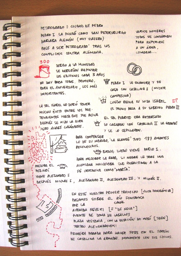 Recorriendo la ciudad en autob�s, comentarios sobre la ciudad, como el reapso a sus reyes y zares, el n�mero de amantes de Catalina la Grande, y otras cuestiones de diverso pelaje.