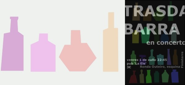 Cuatro botellas a la izquierda, de las que us� para el cartel que anuncia el concierto.