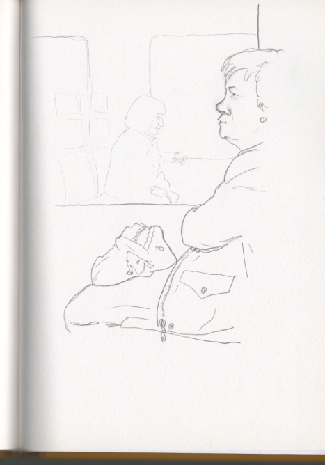 Dibujo de la mujer de aqu�l bolso de hebilla picarona.
