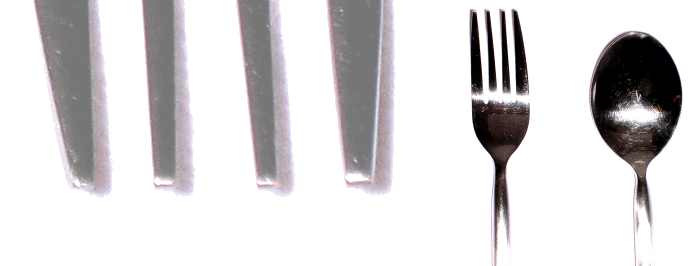 Fotograf�a digital de un tenedor y una cuchara, como el retrato de un matrimonio fr�o.