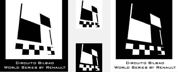 Con cuadros negros y blancos, un "bi", de Bilbao, llegando a la meta de las "World Series".