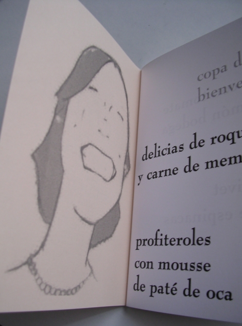 Un dibujo de una soriente Bea da la bienvenida al banquete.