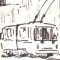 Dibujo de uno de los trolebuses que recorren la ciudad.
